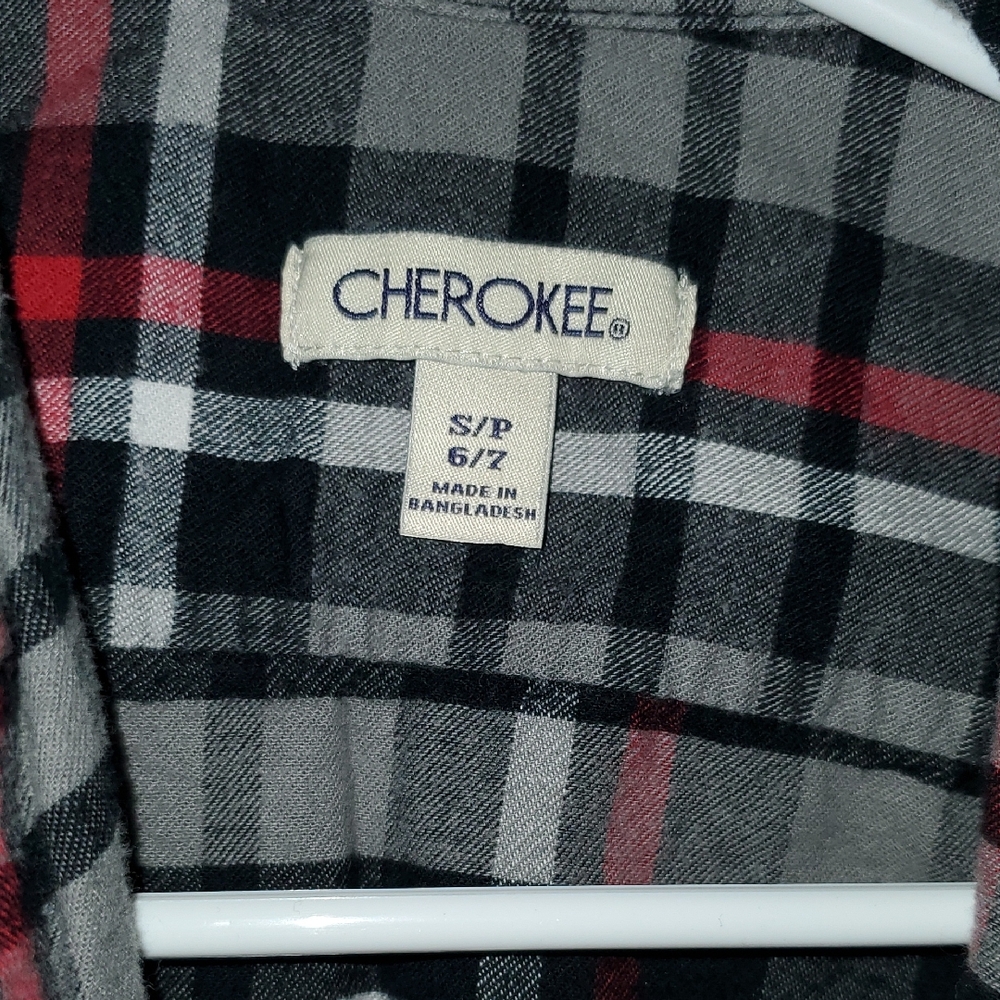 Cherokee Black and Red Plaid Shirt
